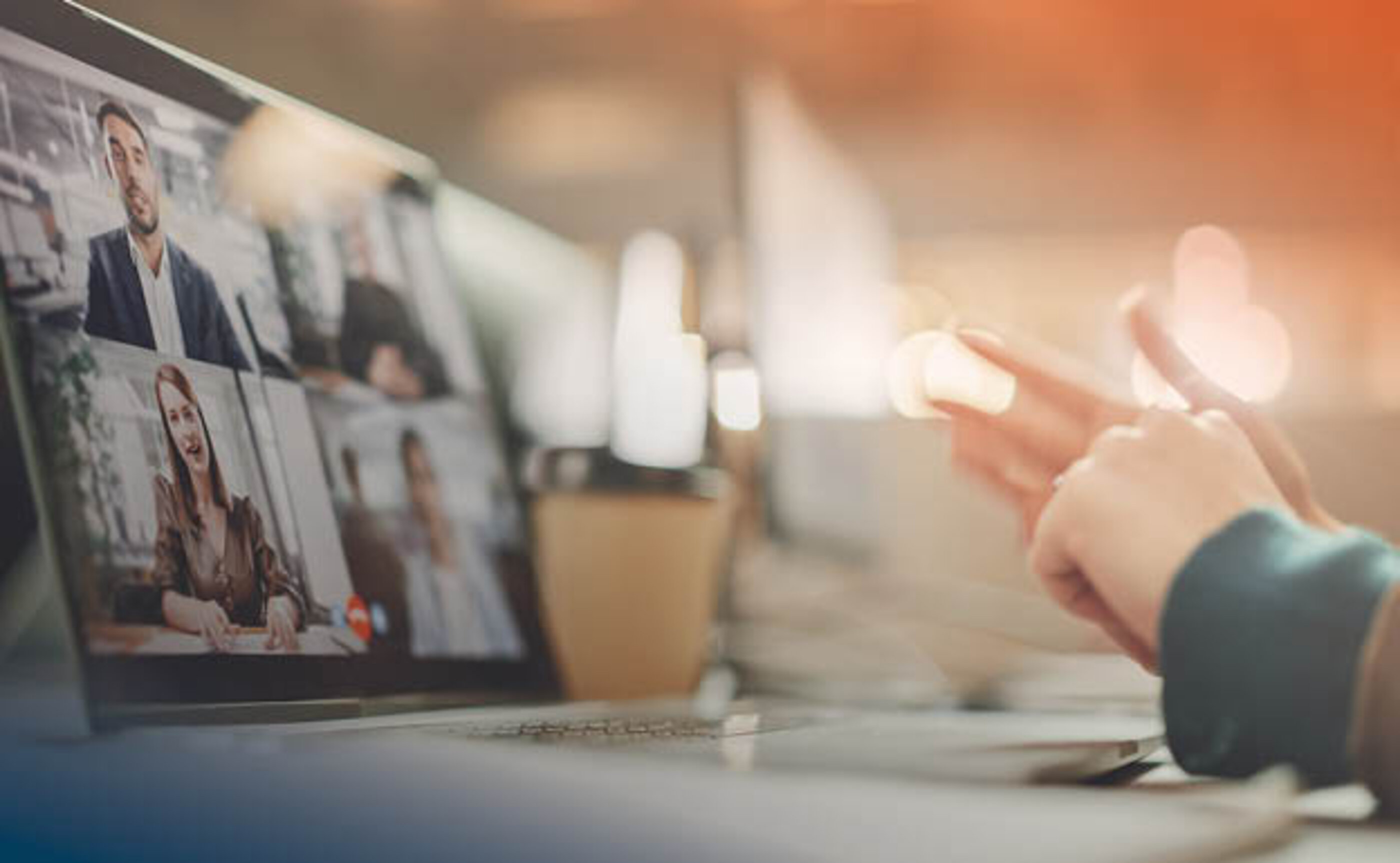 Close-up of a person participating in a video conference