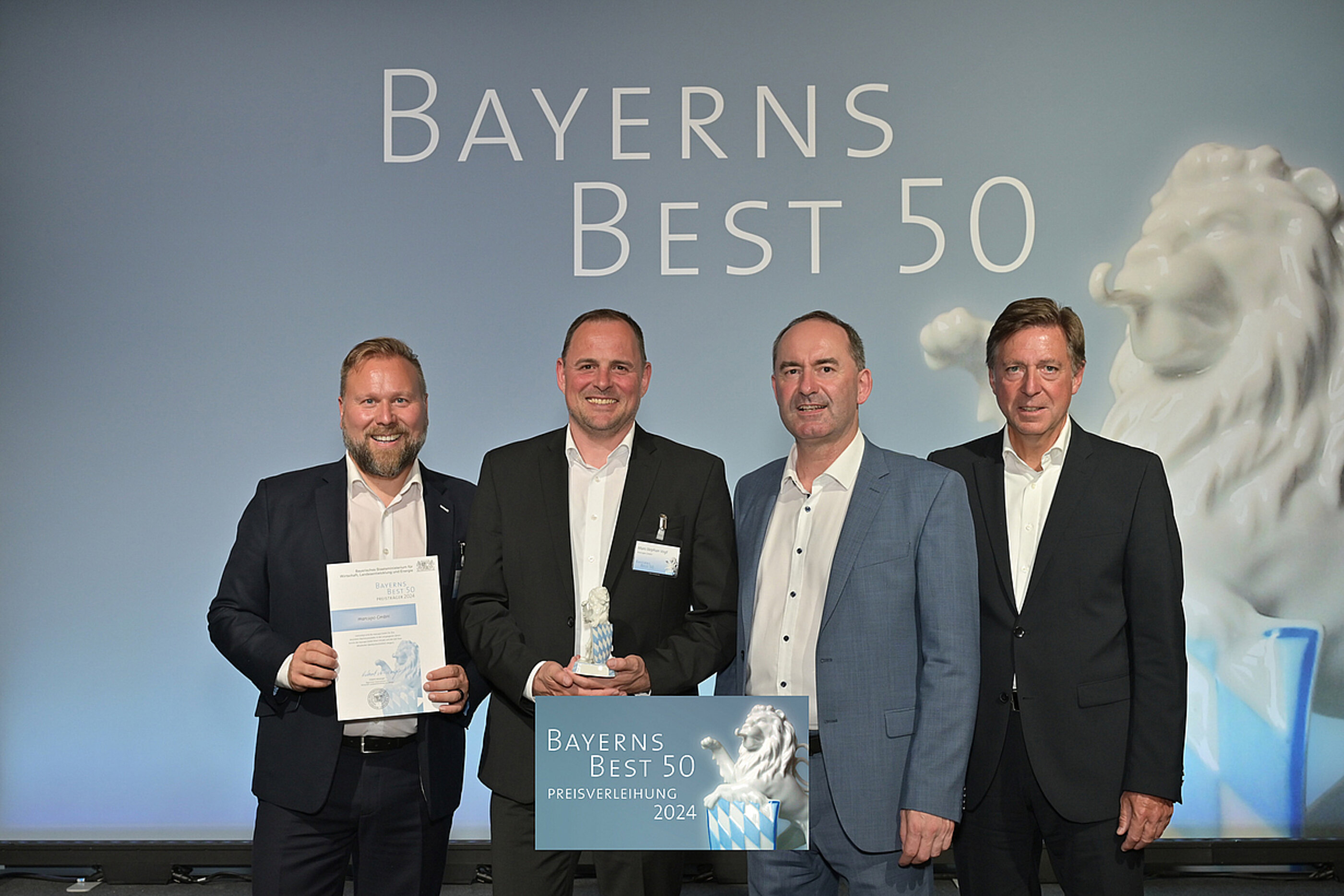 Gruppenbild marcapo GF mit Hubert Aiwanger und Prof. Dr. Thomas Edenhofer von Baker Tilly