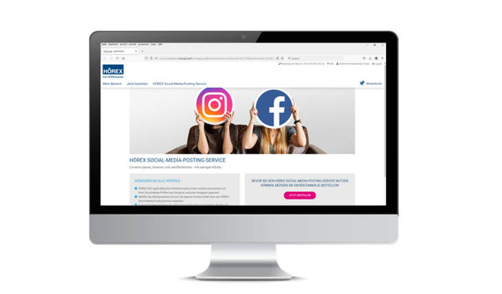 Bildschirm mit Startscreen vom Hörex Marketingportal